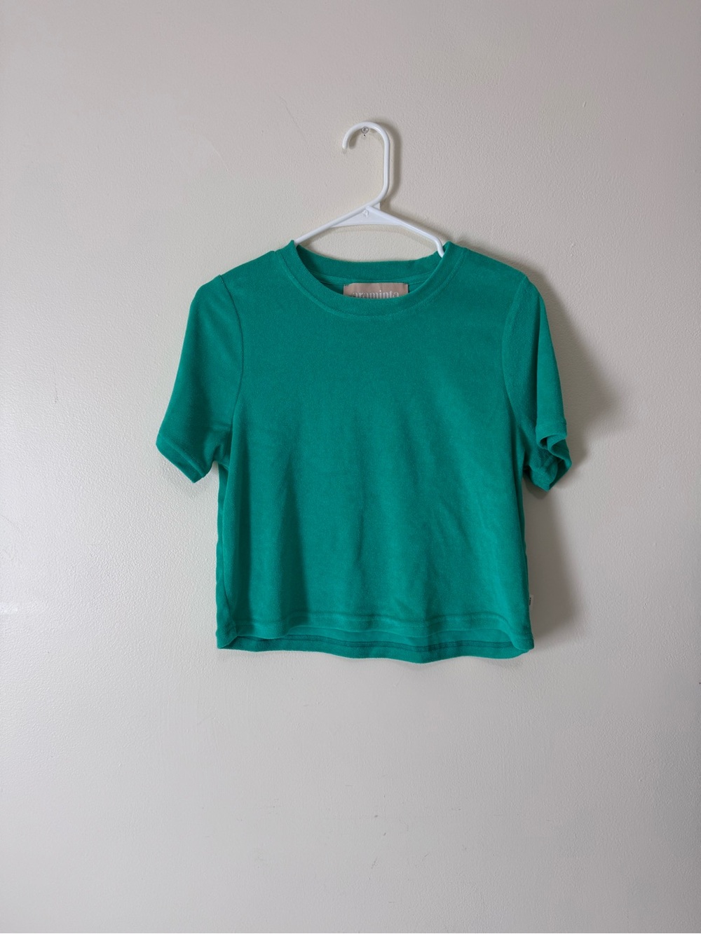 Araminta James Green Terry Cloth Short Sleeve Swim Cover | XS - Women’s
